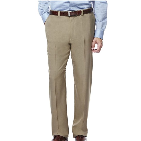 NWT Haggar Men's Premium No Iron Pants Flexfit Waist Khaki Size 36x34 $60 JK034 - Picture 1 of 3